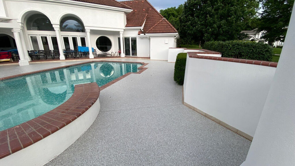 A finished pool patio floor project for Select Coatings